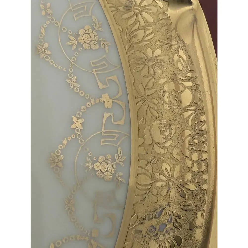 Rare Limoges Maroon 22kt Gold Encrusted Swags And Royal Garlands Dinner Plate